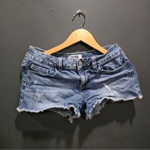 Victoria's Secret Pink Women's Raw Edge Hem Distressed Shirts Sz 4 Medium Wash